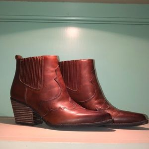 Sam Edelman Winona Brown Leather Ankle Boots/Booties